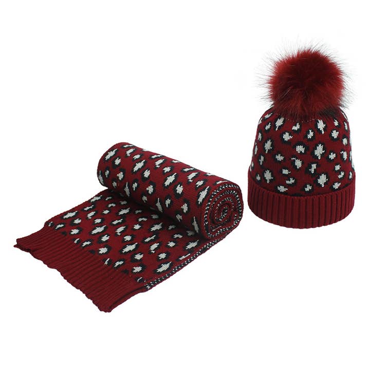 Ole - Wholesale Beanie - Women's - Animal Pattern Scarf Beanie Set C023713