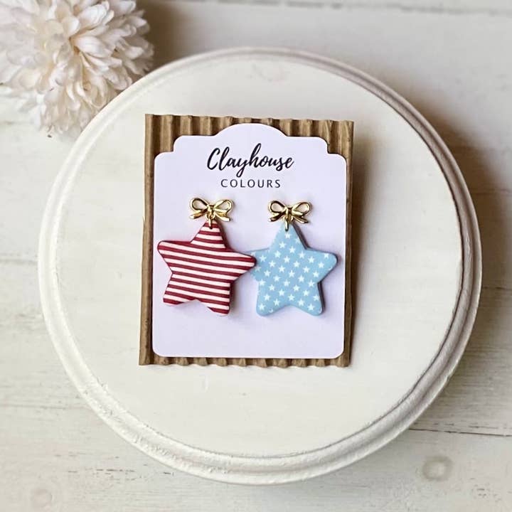 Clayhouse Colours - Wholesale Dangle Earrings - Fourth of July Handmade Earrings | Red White & Blue Earrings3