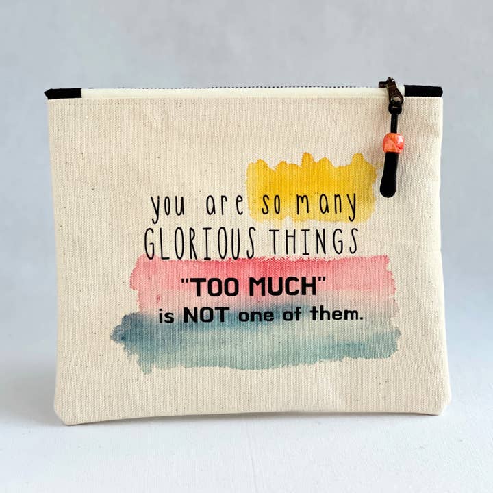 Canvas zip bag painted SMALL  - so many glorious things for wholesale by Pretty Clever Words