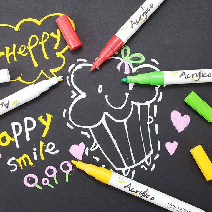 Acrylico - Wholesale Marker - ACRYLICO SET OF 12 COLORS ACRYLIC PAINT PENS- EXTRA FINE TIP5