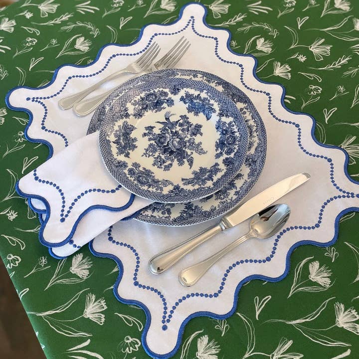 AERIN FLORAL TABLECLOTH, GREEN for wholesale by Mason Maison