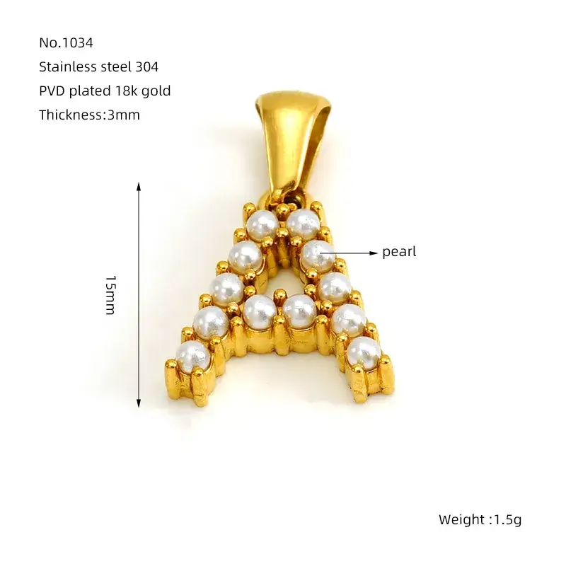 Sweet Cherry Sky - Wholesale Individual Charm/Pendant - Initial Alphabet Letter Charm Pendant with Pearl Accent1