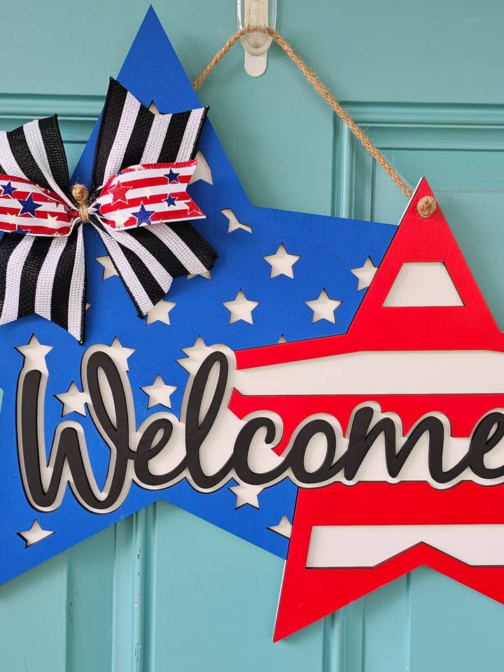 DIY Double Star Welcome Door Hanger for wholesale by Teal Moon Creations
