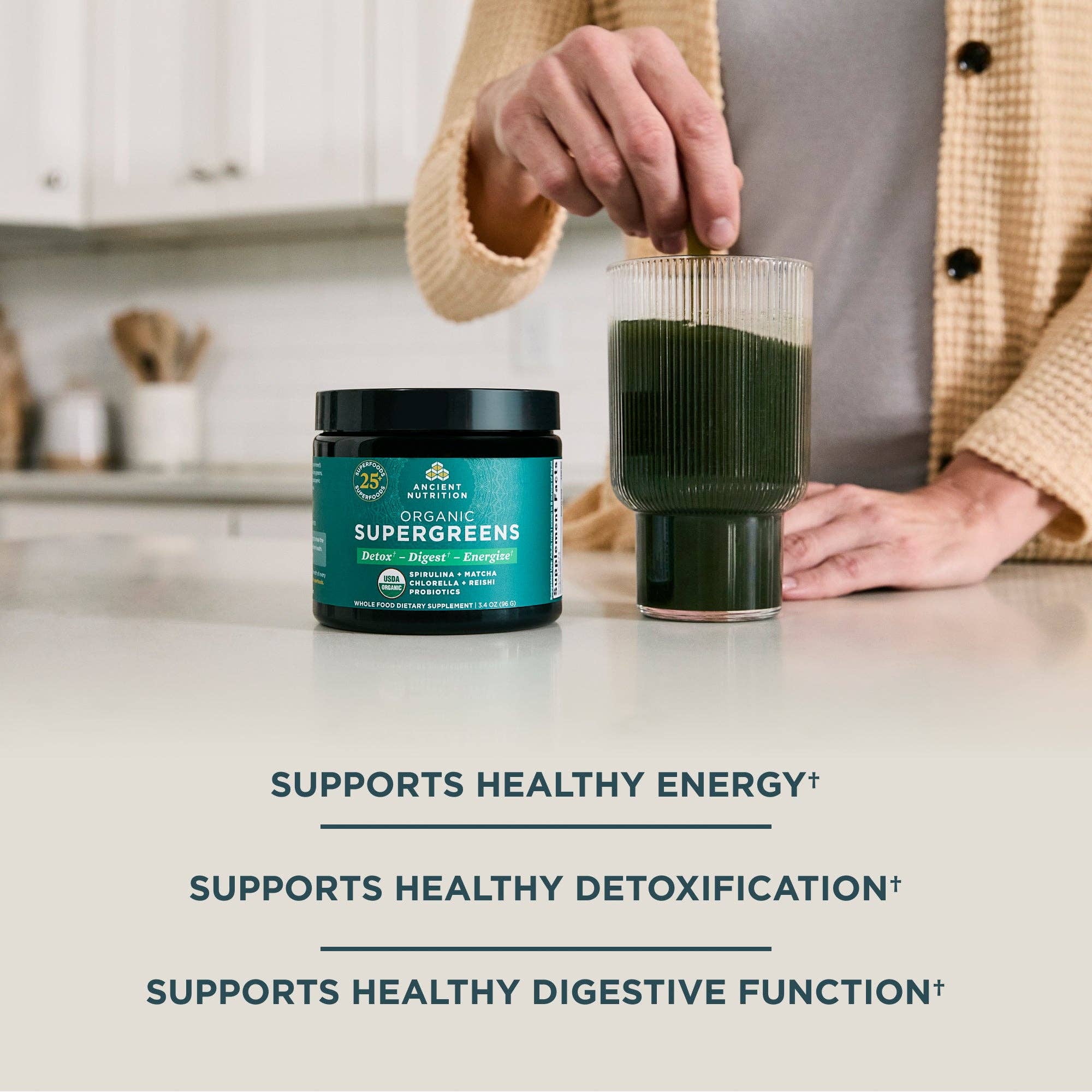 Ancient Nutrition - Wholesale Protein/Superfood Powder - Organic SuperGreens | Powder Greens Flavor (12 Servings)2