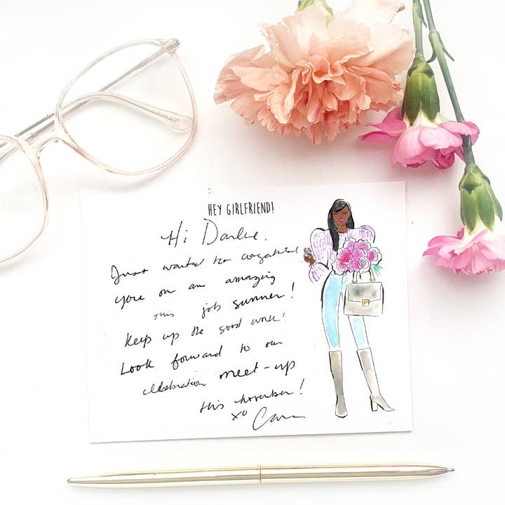 Valentine Peonies Flat Note Card Stationery Set for wholesale by Lacee Swan