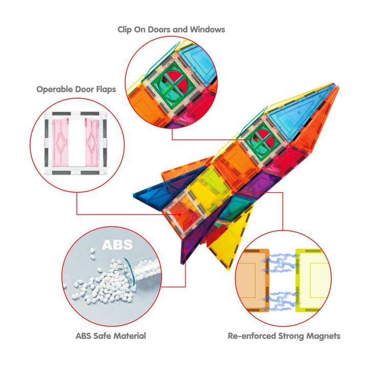 PicassoTiles - Wholesale Building Set - Kids - PicassoTiles 36 Piece Rocket Set Magnetic Building Block Set