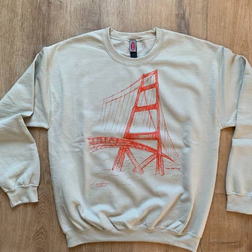 Men's/Unisex Tan & Orange GGB Sketch Crewneck Sweatshirt for wholesale by New Skool