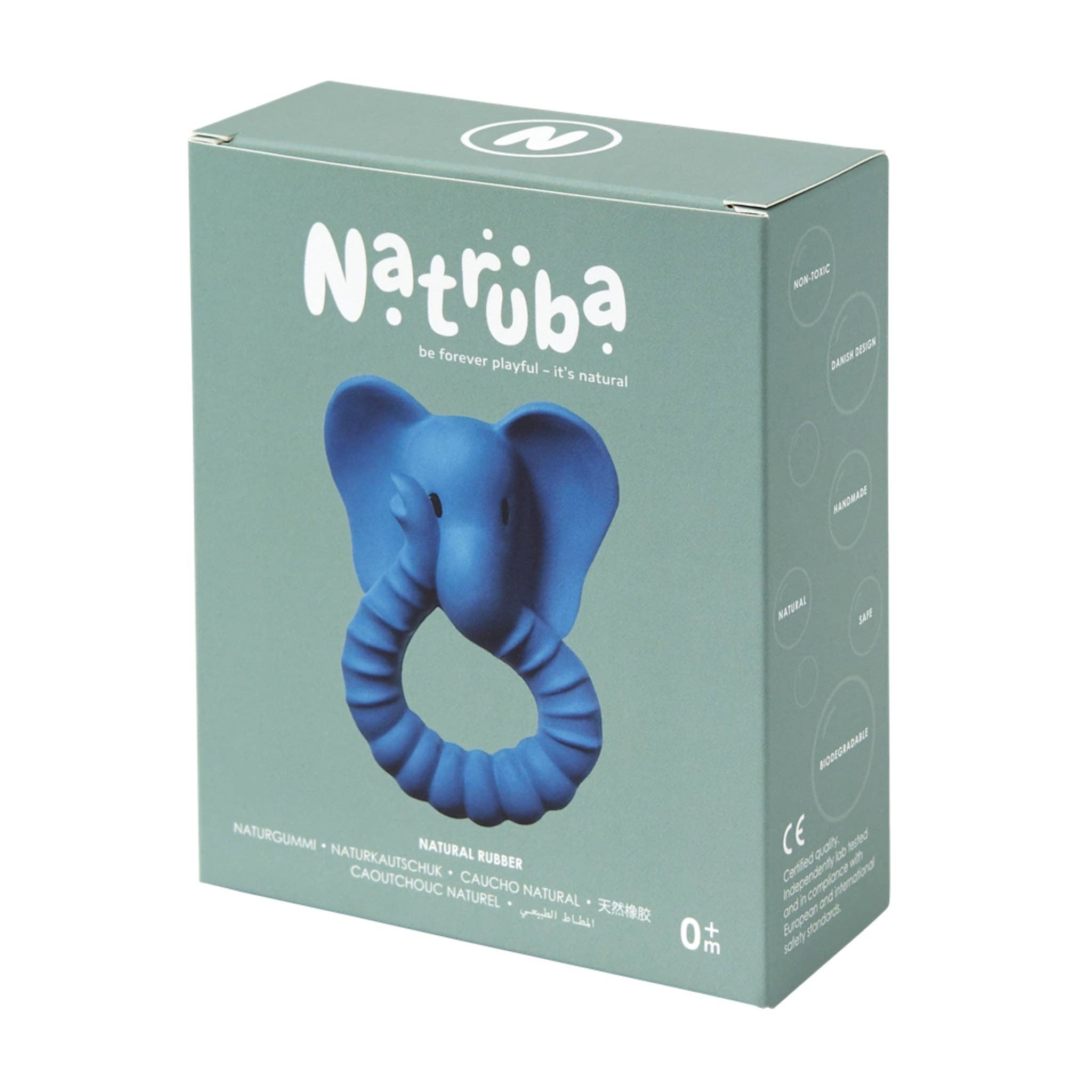 Natruba – Engroshandel Suttebrik - Baby – Bidering i naturgummi, elefant - blå2