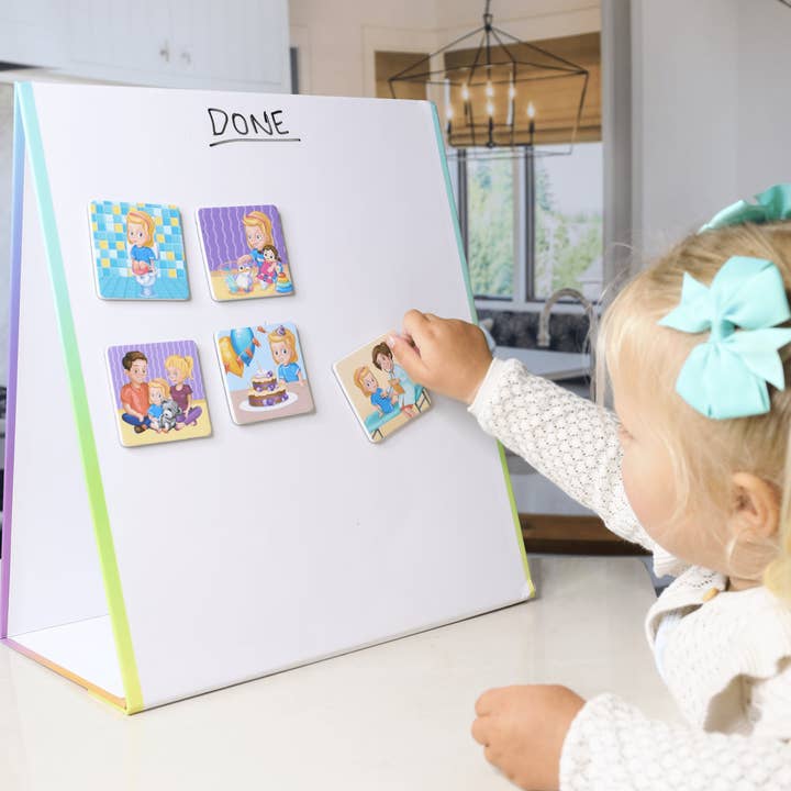 Kluzoo - Vendita all'ingrosso Carte didattiche - Bambini e neonati - Day Planner Girls - 72 carte magnetiche con routine quotidiana