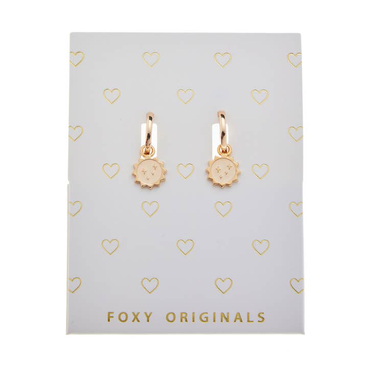 Pendientes de aro con colgante de esmalte Sunkiss | Melocotón / Azul para venta al por mayor de Foxy Originals