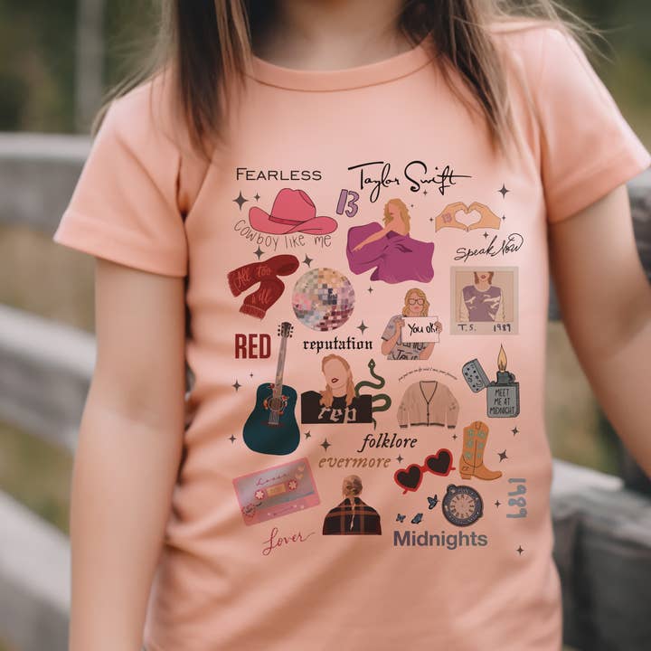 Par.tees by Party On! - Wholesale Screen Printed T-Shirt - Kids - Kids Girly Taylor Collage Youth Girly Graphic Tee1