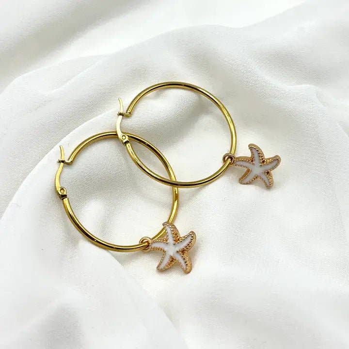 OE! – wholesale Hoop-örhängen – OCEAN STAR – Creoler med emaljerade sjöstjärnor5