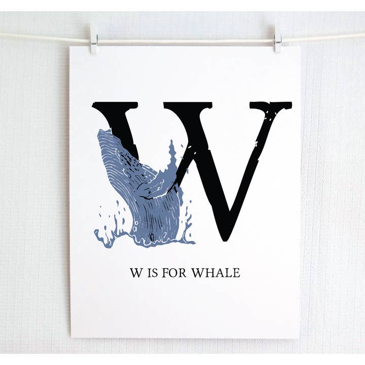 W est pour Baleine Illustration Imprimée pour la vente par Jamie Palmer Keating