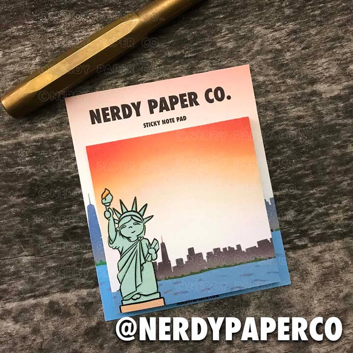NYC at Sunset - Hand Drawn Wizard Sticky Notes- SN008 for wholesale by NERDY PAPER CO.
