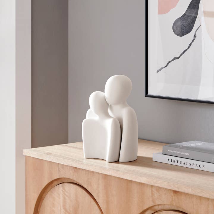 Danya B - Wholesale Sculpture - Hans Cream Nesting Couple Matte Ceramic Sculpture Set
