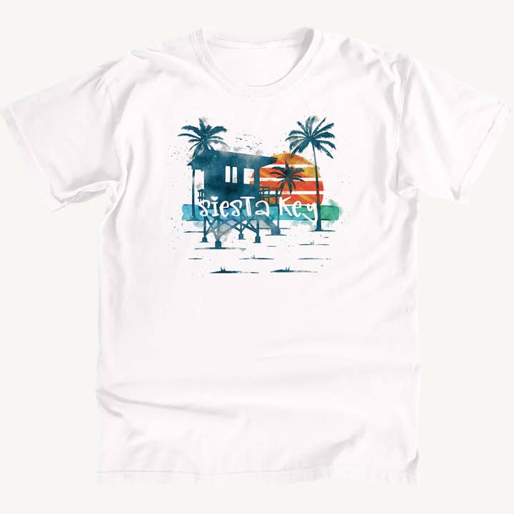 Siesta Key Silhouette Premium Tee for wholesale by Salt Water Colours