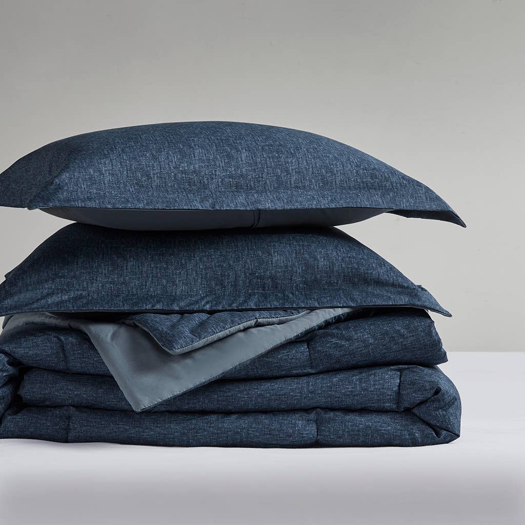 Olliix - Wholesale Bedding Set - Chambray Denim Inspired Comforter Set, Navy3