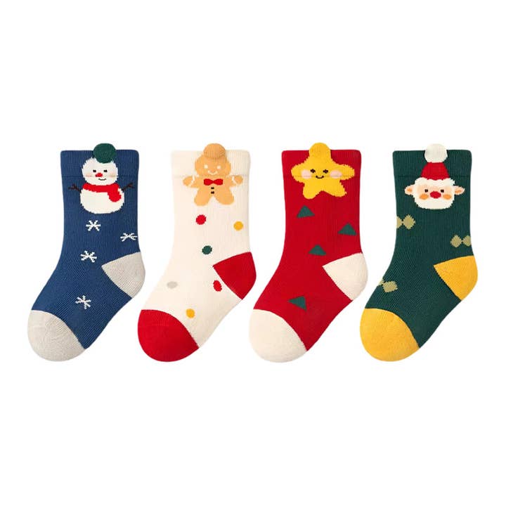 4-Pack Toddler/Kid Christmas Print Socks for wholesale by PatPat