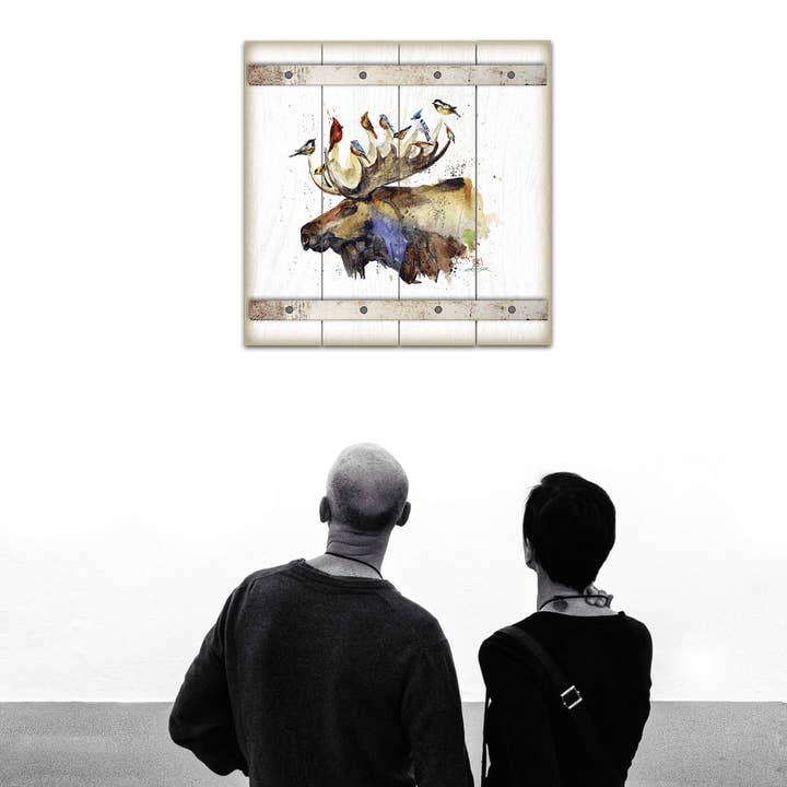 Old Wood Signs - Wholesale Art Print - Moose and the Bird Choir - Wood Plank Wall Art1