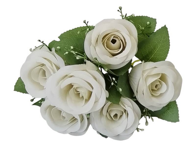 Cubby House by Malmar - Wholesale Decorative figurine - 34cm 6 Head White Rose Bouquet