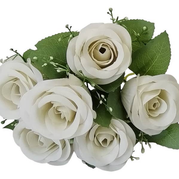 Cubby House by Malmar - Wholesale Decorative figurine - 34cm 6 Head White Rose Bouquet0