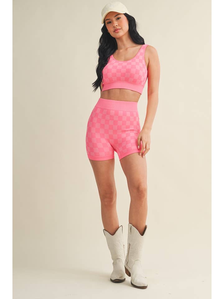 KIMBERLY C - Wholesale Activewear Set - Women's - Checkmate Cropped Two Piece Set37