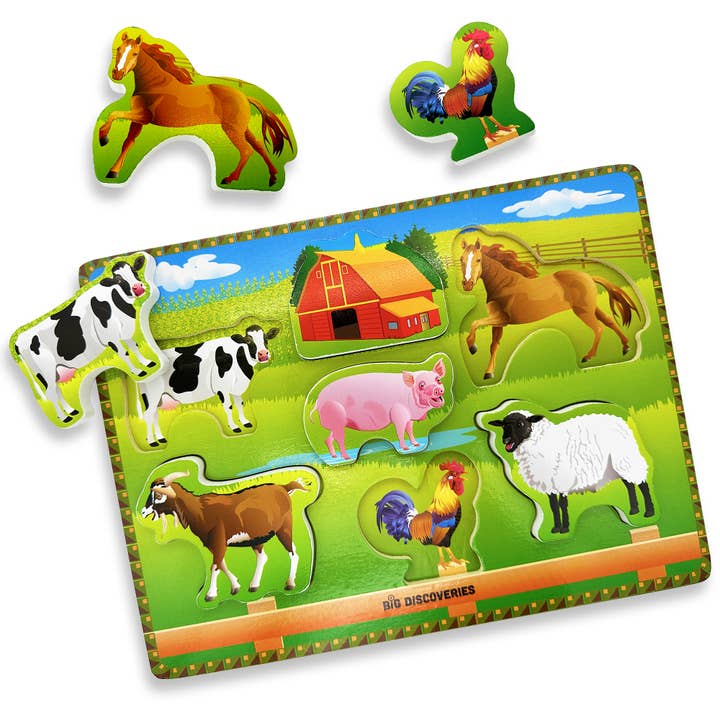 Rompecabezas de madera Big Discoveries para niños pequeños - Animales de granja para venta al por mayor de Big Discoveries / Sun Co.