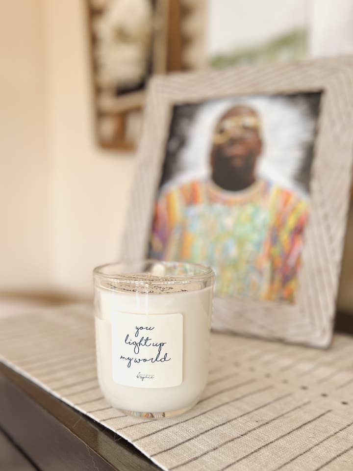 You light up my world Soy Candle, Large for wholesale by Illuminate Space