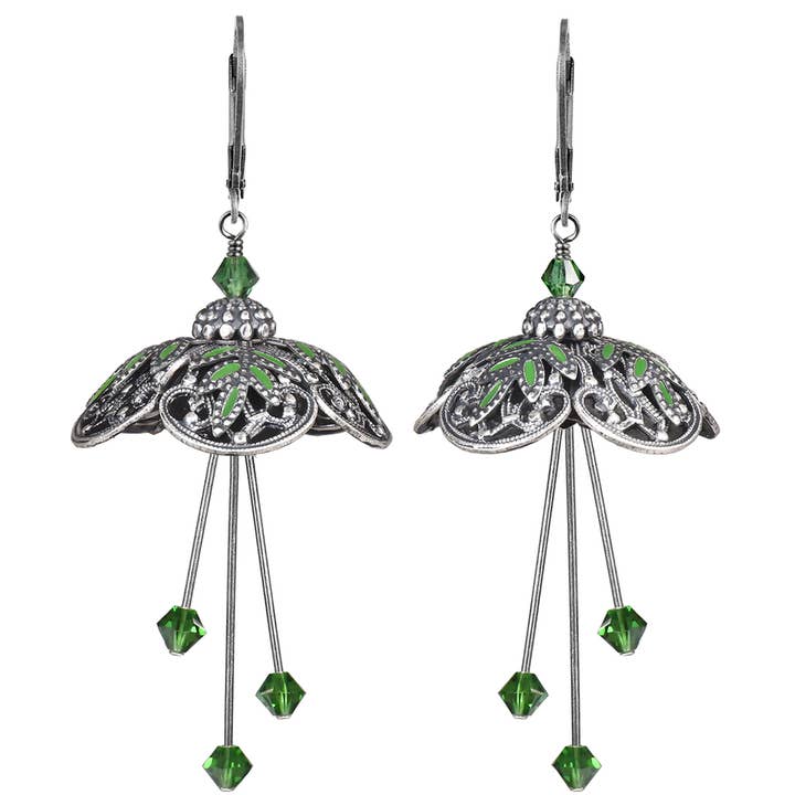NoMonet – wholesale Dangle earrings – Flower Fairy: Painted Elvish Inspired Earrings w Crystals
