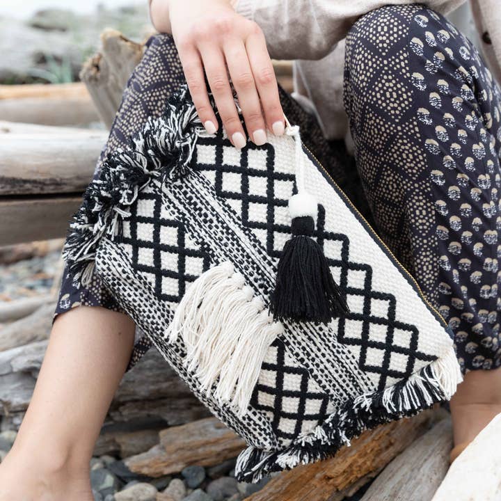 Lu & Elle - Vendita all'ingrosso Astuccio - Donna - Borsa a quadretti con frange