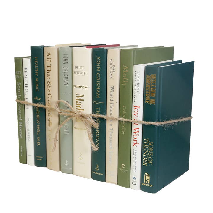 Decorative Tan and Green Book Bundle - Savannah for wholesale by Booth & Williams