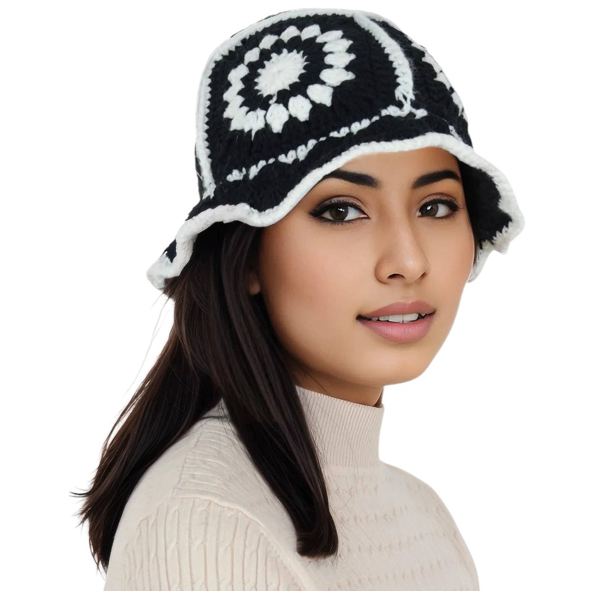 AK Brand – Engroshandel Bucket hat - Dame – Hæklet bøllehat retro solstråle strik foldbar strandhat8