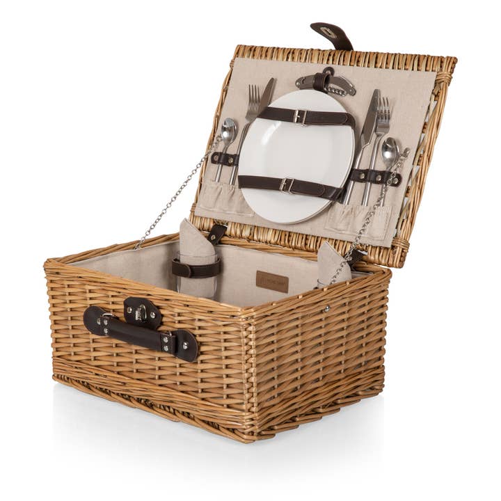 Beige Canvas Classic Picnic Basket for wholesale on Faire