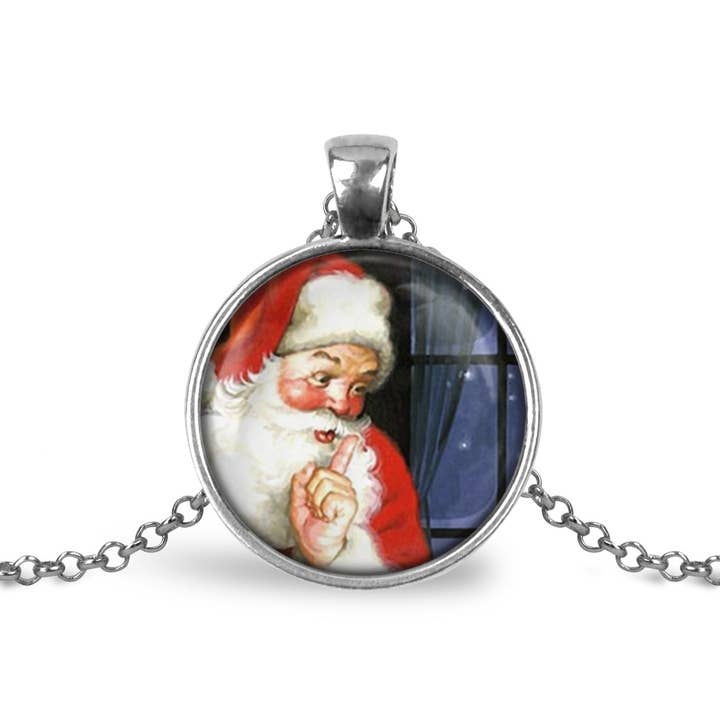 Christmas Santa Claus Necklace for wholesale by Whimsy Spirit Shop