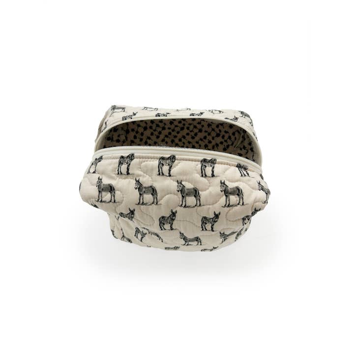 Ida Mae Home - Wholesale Makeup/Cosmetic Bag - Donkey Icon Linen/Black Quilted Makeup Bag2