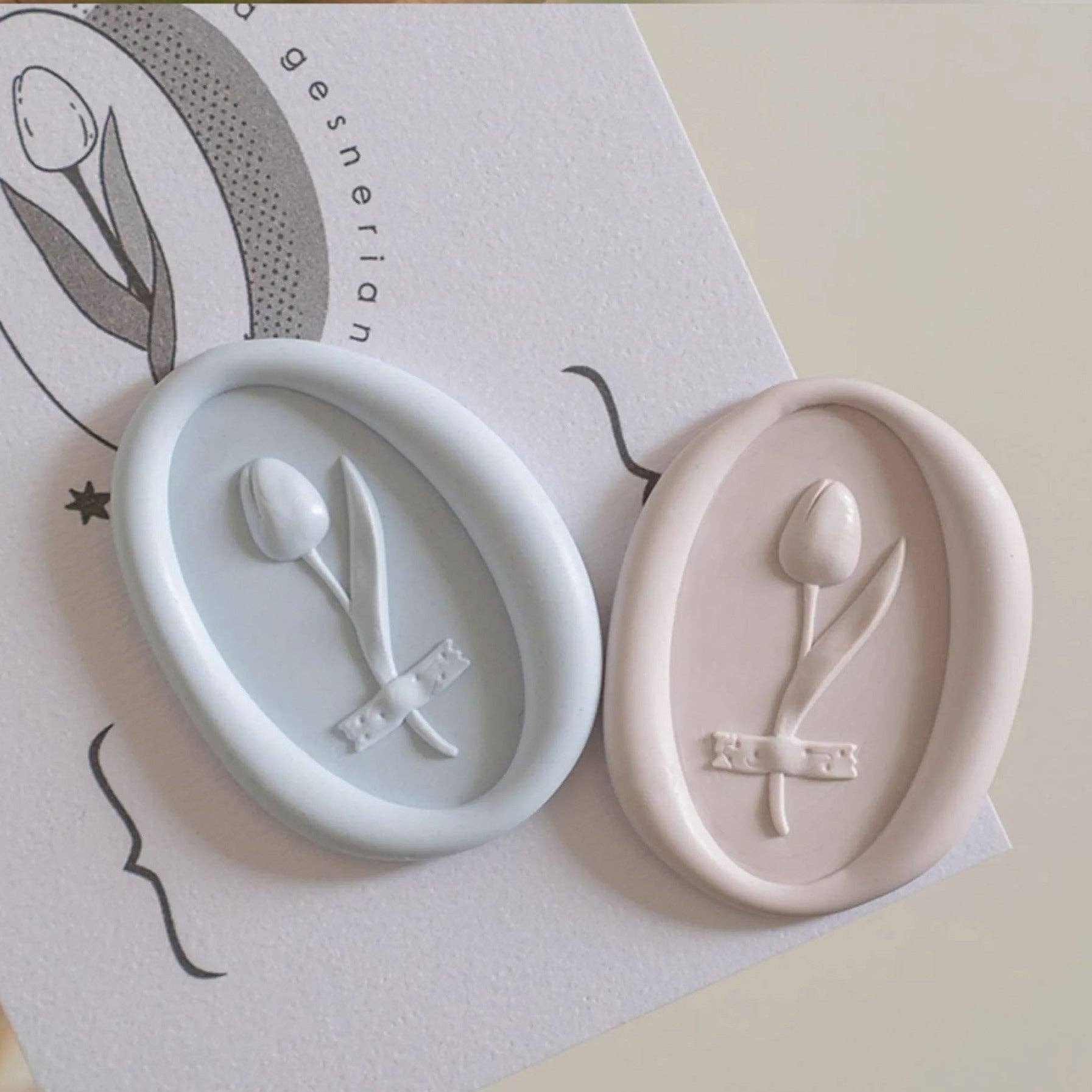 LULUFUNSTUDIO - Wholesale Rubber/Decorative Stamp - Orange studio | Tulip wax seal stamp6