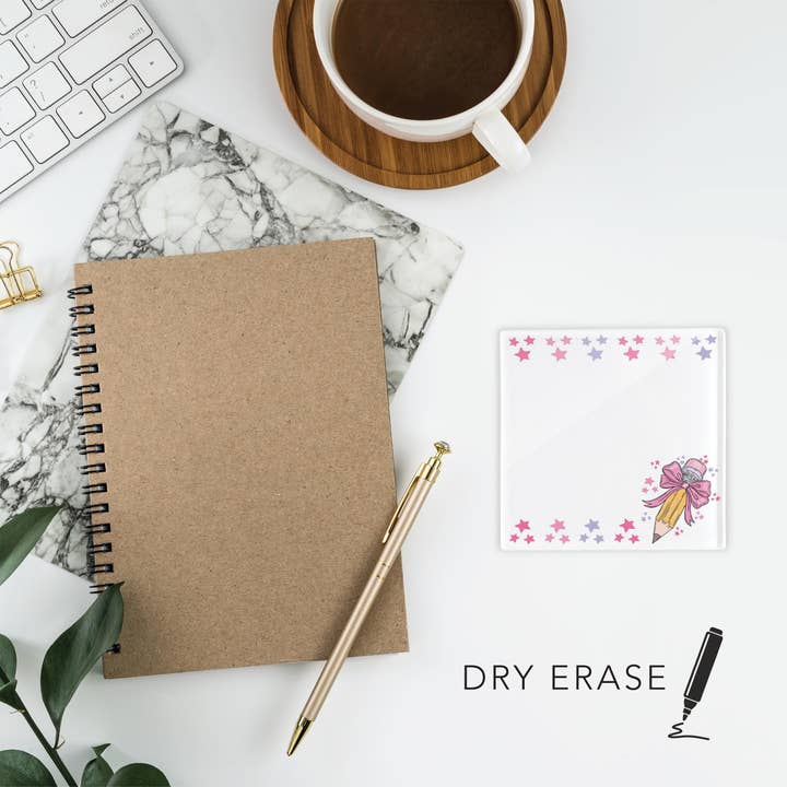 Clairmont & Co - Wholesale Notepad - Coquette Pencil Dry Erase Desk Tile for Teachers