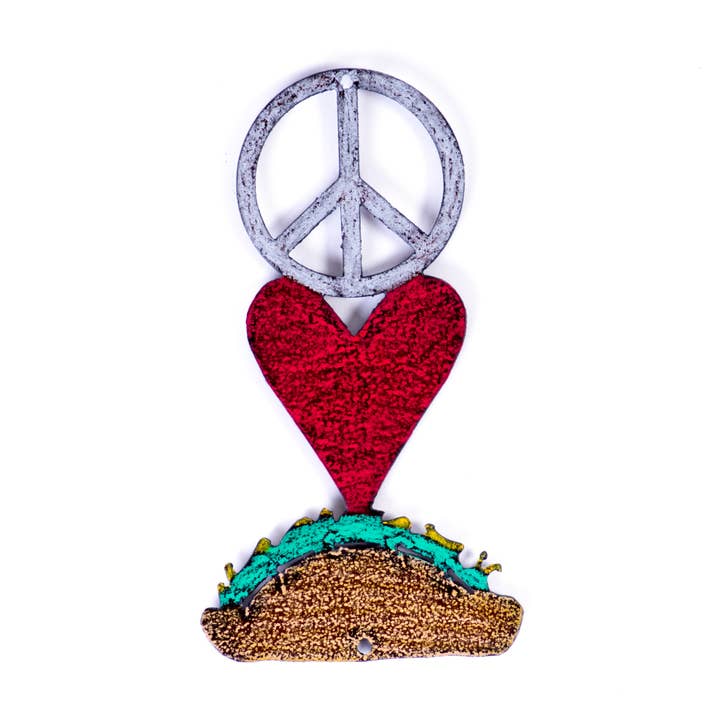 Whimsies - Wholesale Magnet - Peace Love Taco Magnet rustic metal funny decor peace sign 0