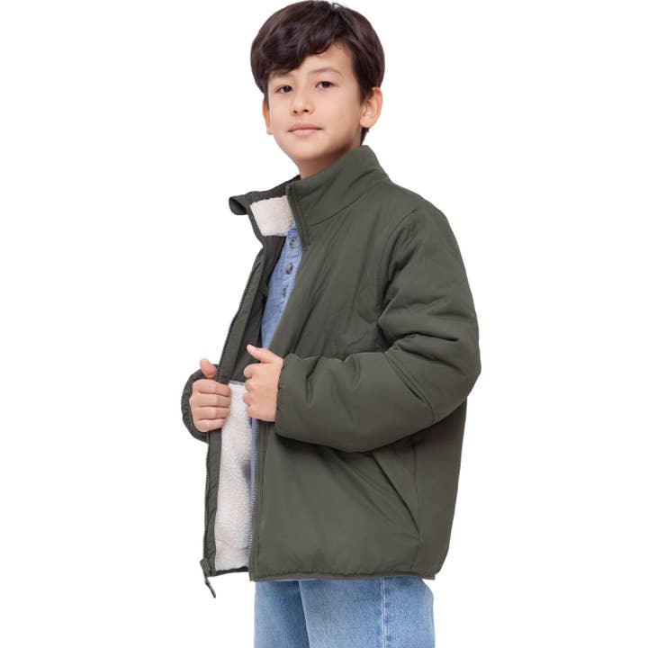 Rokka & Rolla - Wholesale Puffer Jacket - Kids - Boys' Reversible Quilted Jacket Fleece Puffer Coat7