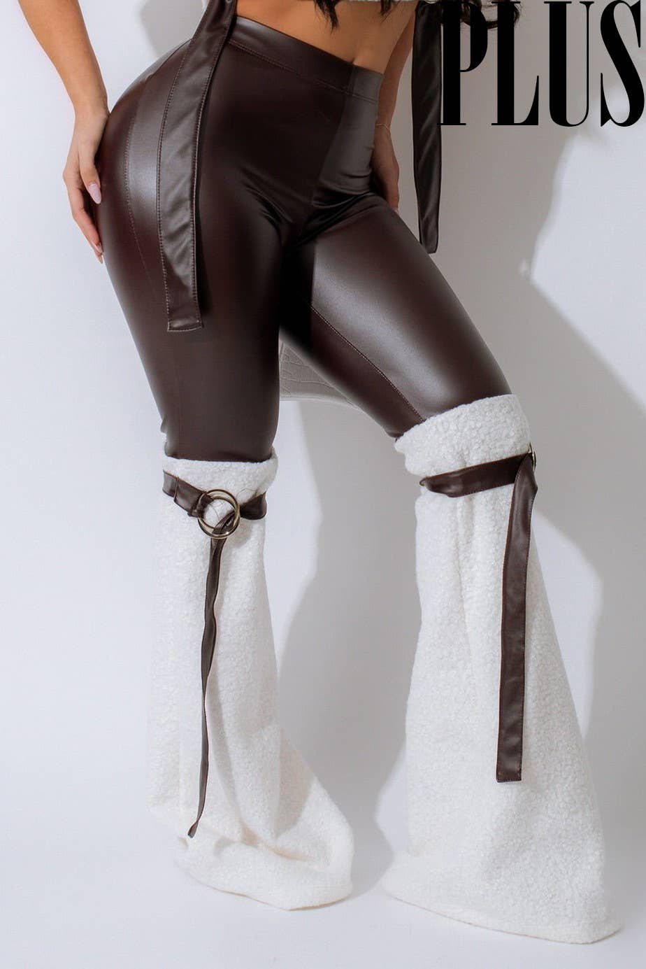 5besties inc - Wholesale Pants - Women's - D Ring Detail Pu Flare Pants0