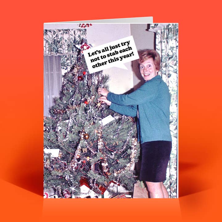 Tarjeta de Navidad de Apuñalarse Mutuamente para venta al por mayor de The Raccoon Society