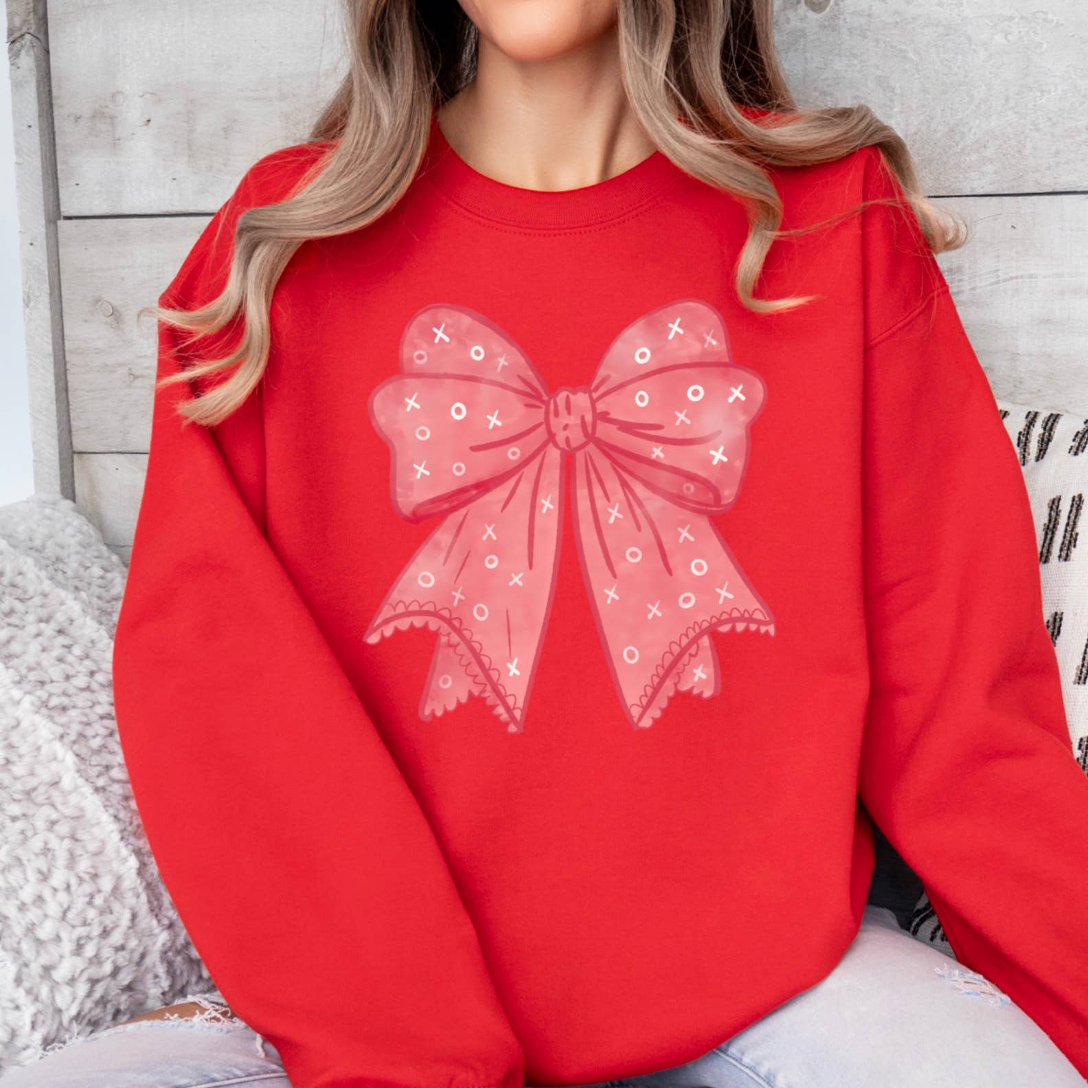 Shoppe SHC – wholesale Sweatshirt med tryck - Dam – XOXO Coquette Bow Sweatshirt | Tryckt Sweatshirt8