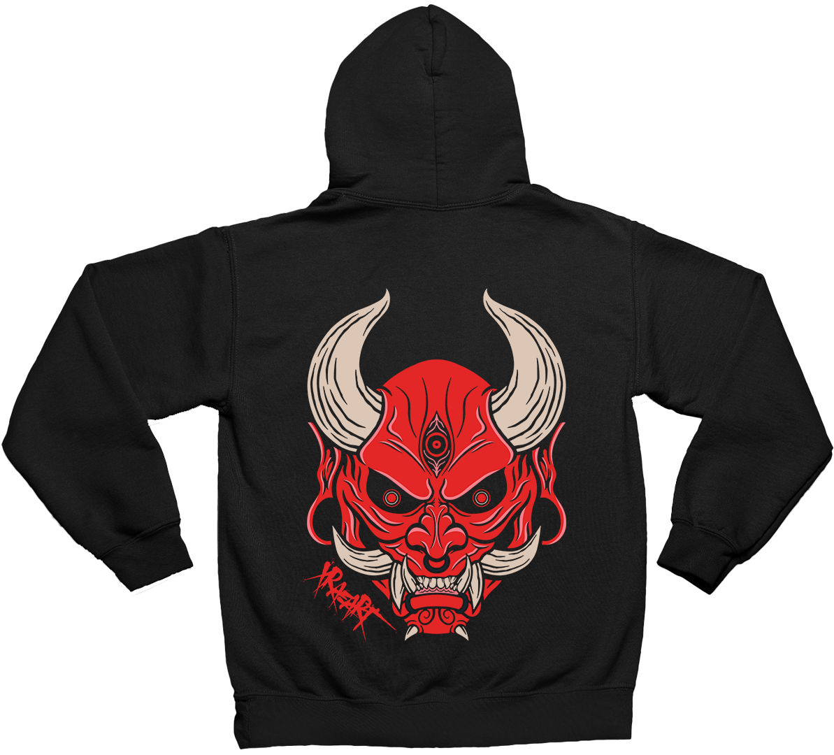 XRAEART Clothing Co - Wholesale Hoodie - Men's - Bushido Red Japanese Oni Premium Zip-Up Hoodie1