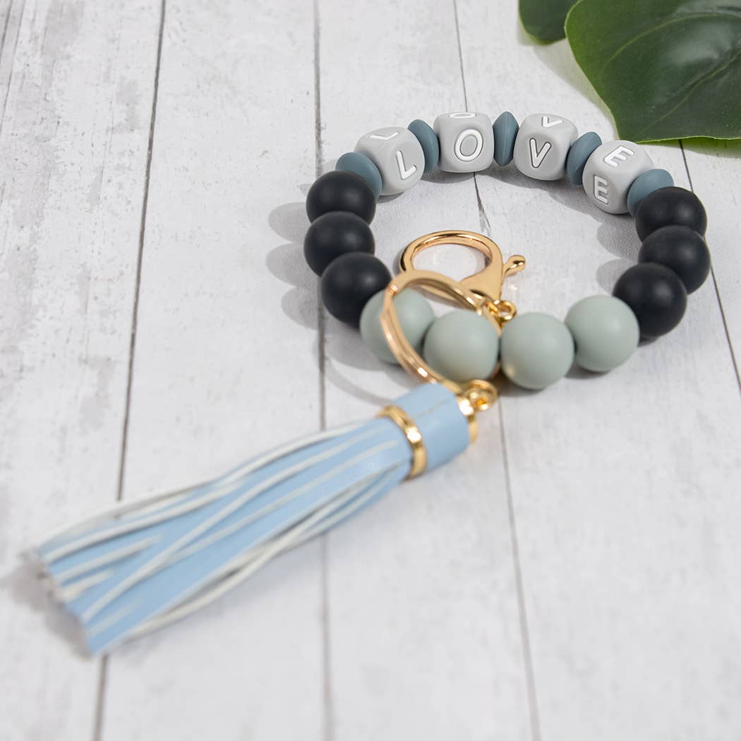 SoapElenGlen - Wholesale Keychain bracelet - LOVE Beaded Tassel Bracelet Keychain, Mother's Day Gift3