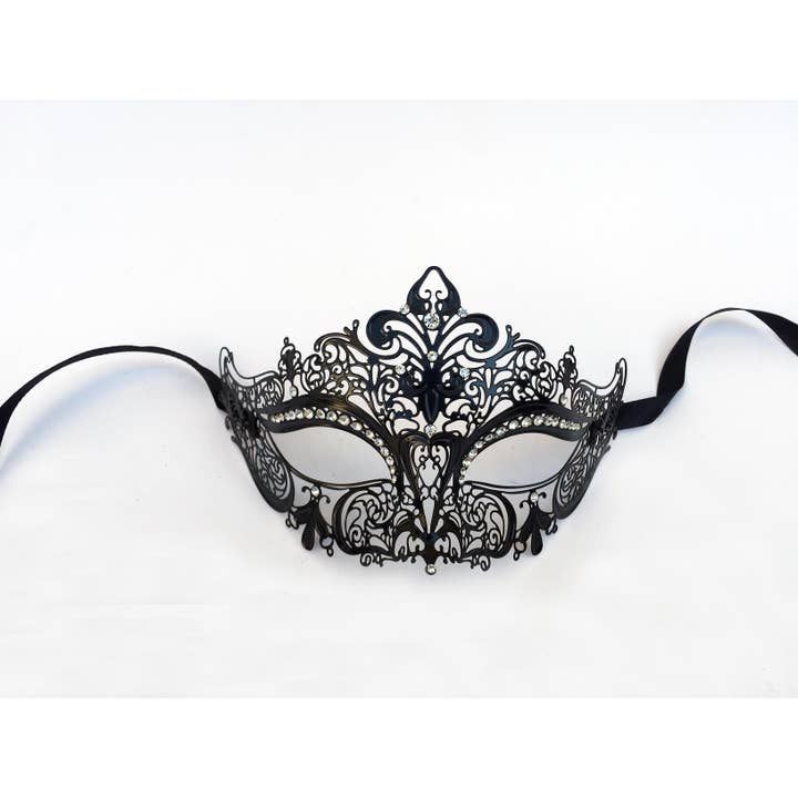 Mardi Gras Creations - Wholesale Costume - Unisex - Whimsical Metal Laser Cut Mask With Fleur De Lis