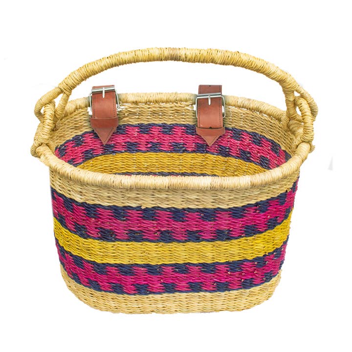 Panier de vélo éléphant herbe rose bleu pour la vente par Kitsch Kitchen