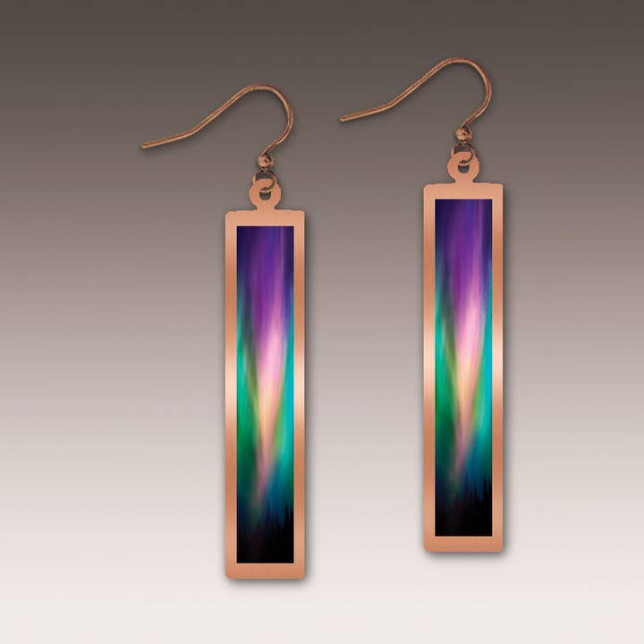 Northern Lights Flowerbud Copper Showcase Earrings for wholesale by Illustrated Light & DC Designs
