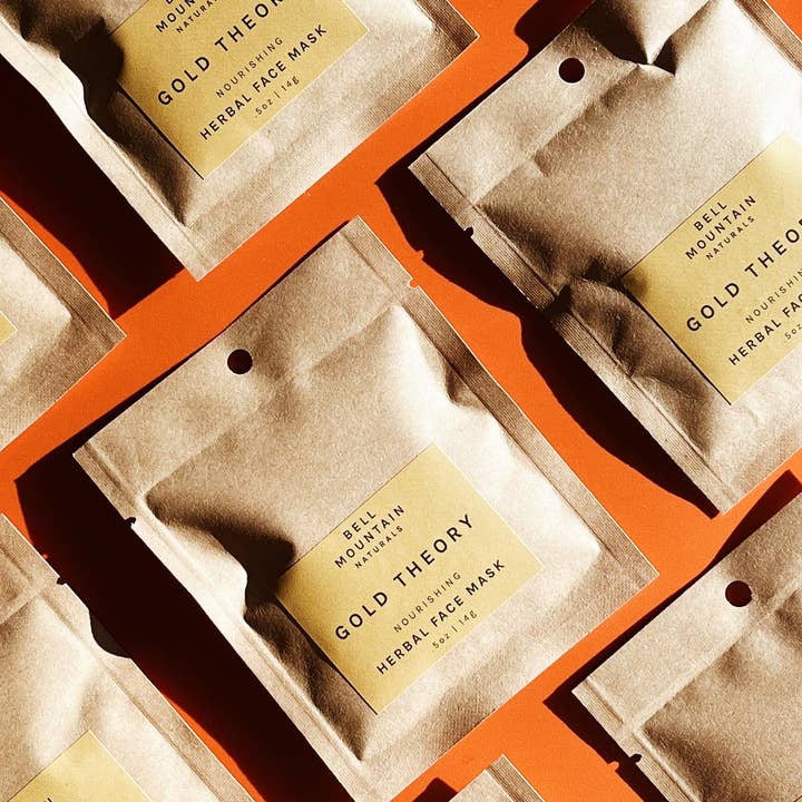 Bell Mountain Naturals - Wholesale Skincare Face Mask - Gold Theory botanical face mask. .5 oz compostable packaging
