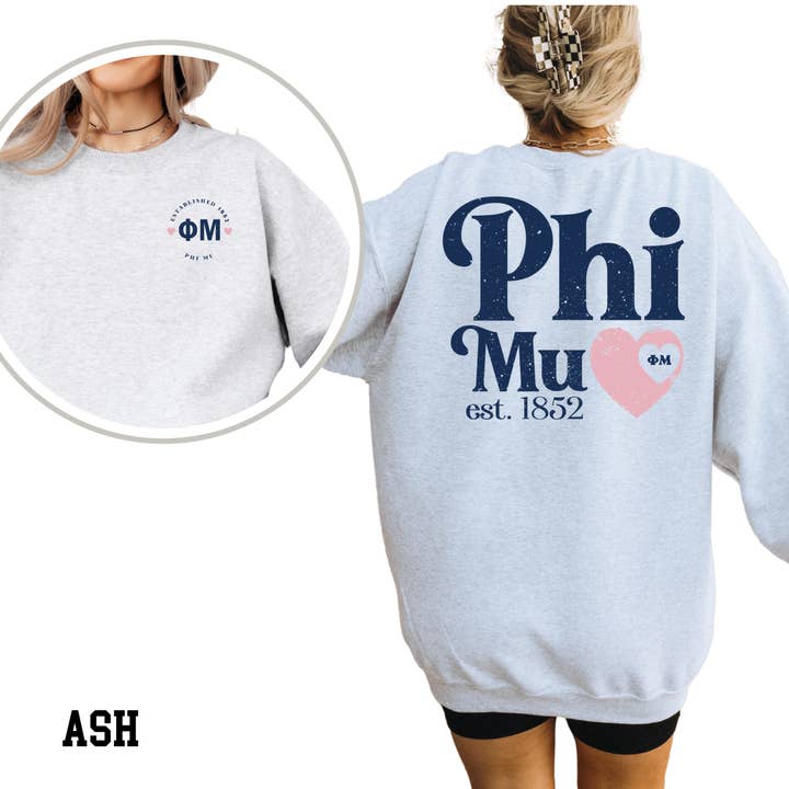 Kite and Crest - Vendita all'ingrosso Felpa stampata - Donna - Felpa della confraternita Phi Mu Faded Love