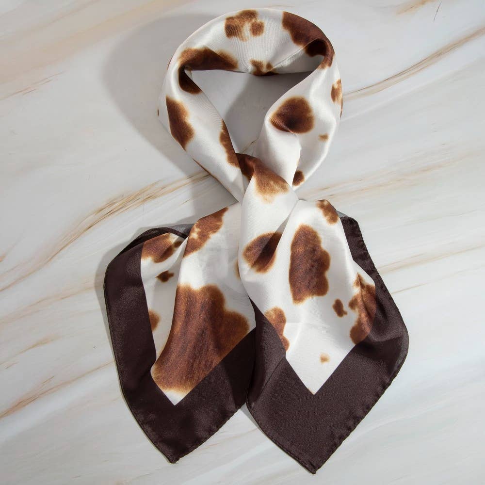 BR Brown Cow Print Square Bandana Scarf for wholesale on Faire1